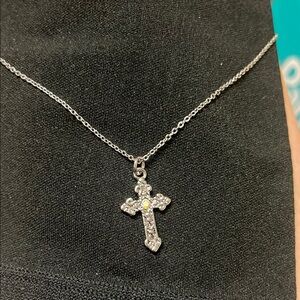 Elegant Silver Cross Pendant Necklace